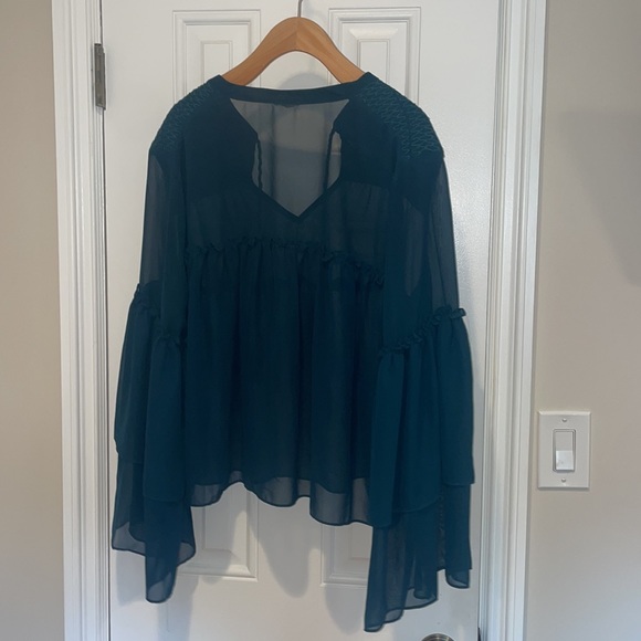 Turquoise Chiffon Blouse Size L - Picture 4 of 4